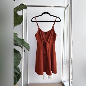 FOREVER 21 | Flirty Rust Mini Dress with Peekaboo Tie-Waist M